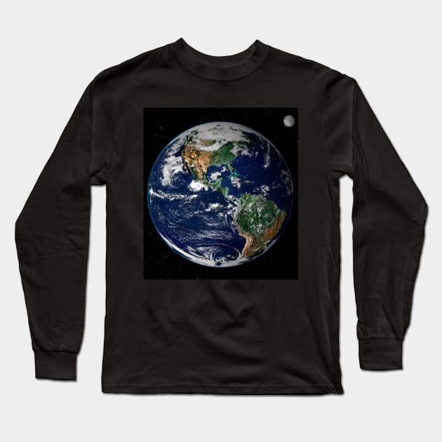 1980s Science  universe space climate change  Planet Earth Long Sleeve T-Shirt by Tina